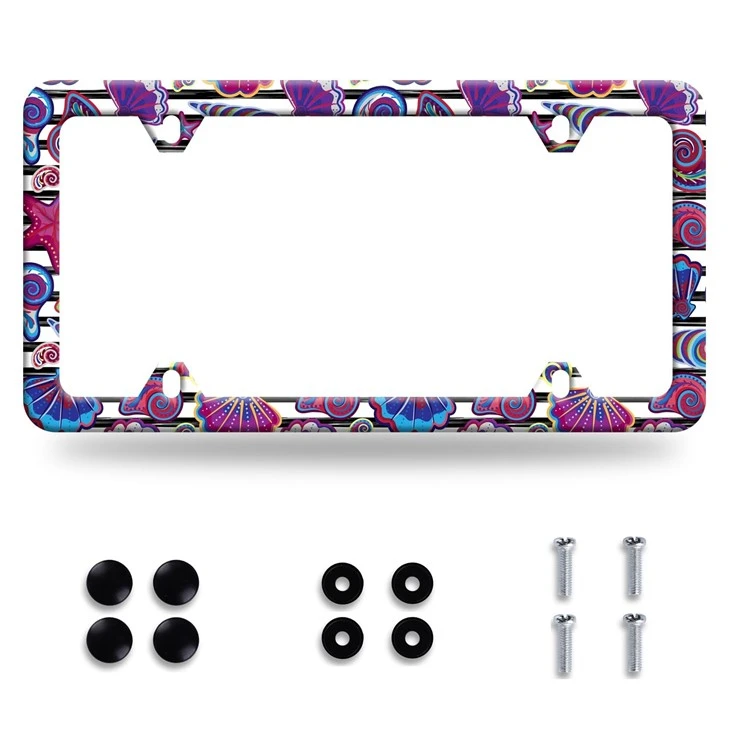 Retro Rainbow License Plate Frame